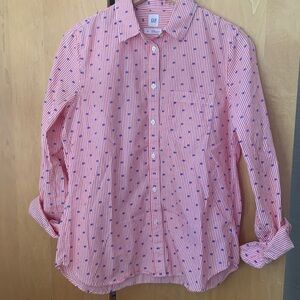 GAP spring striped polka dot button down
